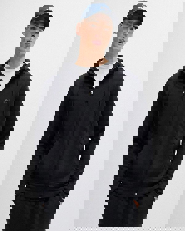 BOSS Green Saggy Mens Stretch Cotton Zip-Up Hoodie with Logo Print NOS - Dark Blue 402