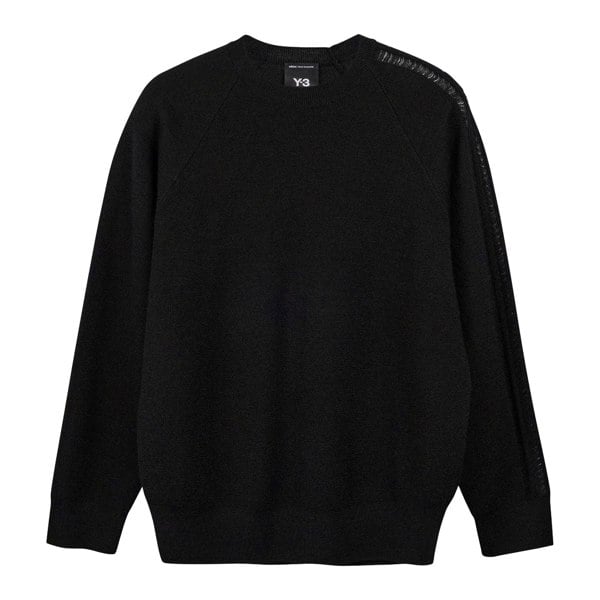 Y3 Y-3 Mens Logo Knitted Crew Neck Sweatshirt - Black
