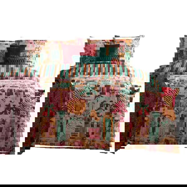 Furn All Wrapped Up Reversible Printed Duvet Cover Set - Emerald/Red