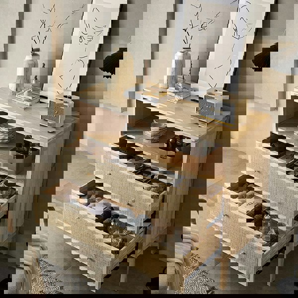 San Vintage Sideboard, Rattan & Solid Wood, Oak-Weilai Concept-Weilai Concept