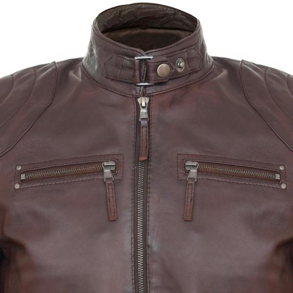 Infinity Leather Mens Leather Biker Vintage Zipped Racing Jacket