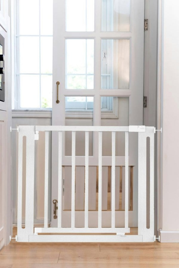 Safetots Wooden Elegance Gate, White, 95cm - 103cm, Pressure Fit Safety Gate, 73cm Extra Wide Doorway, Easy Installation