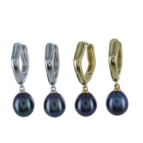 Reeves & Reeves Pentagon Peacock Pearl Hoop Earrings