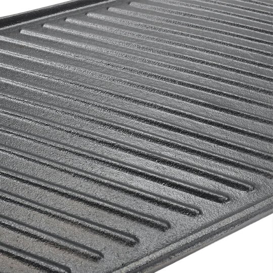 Havendro 46cm Griddle Plate Cast Iron Reversible BBQ Skillet Fry Pan Grill Double Sided
