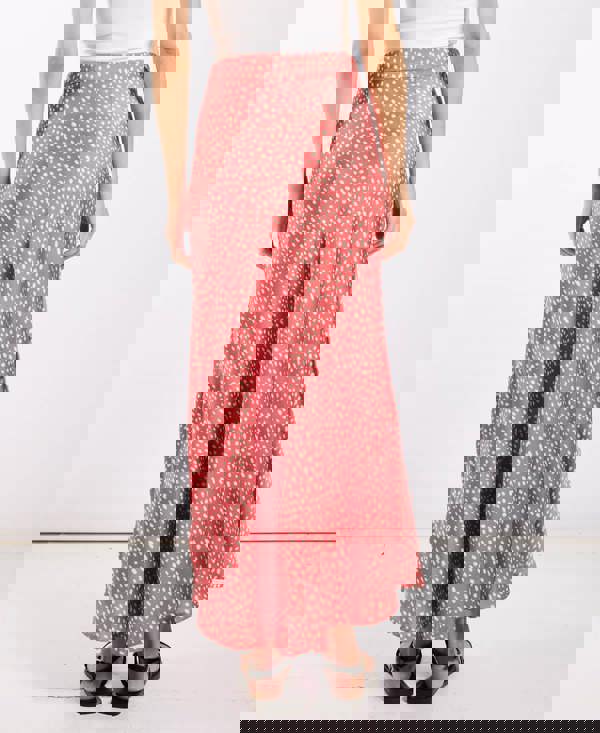 Pink Animal Satin Midi Skirt back