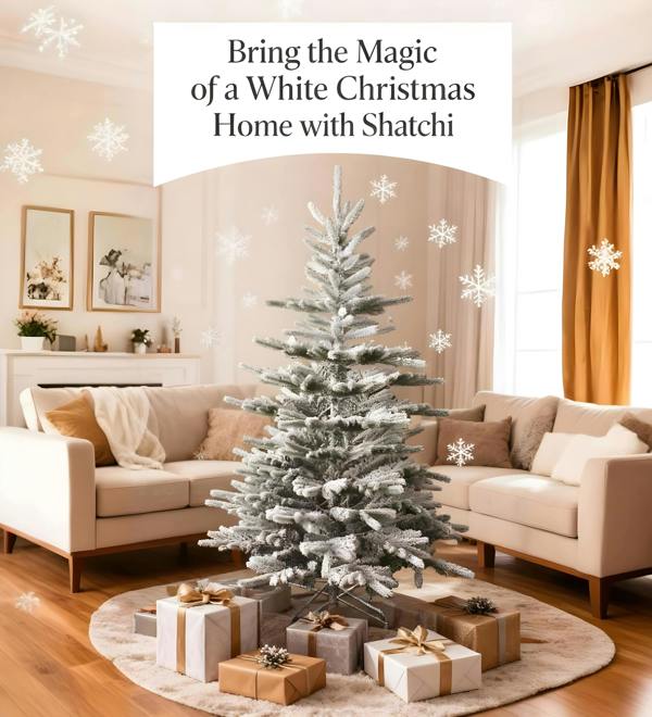 4ft to 8ft Californian Pine Artificial Christmas Tree with Snow Covered Green Tips and Metal Stand image 6
