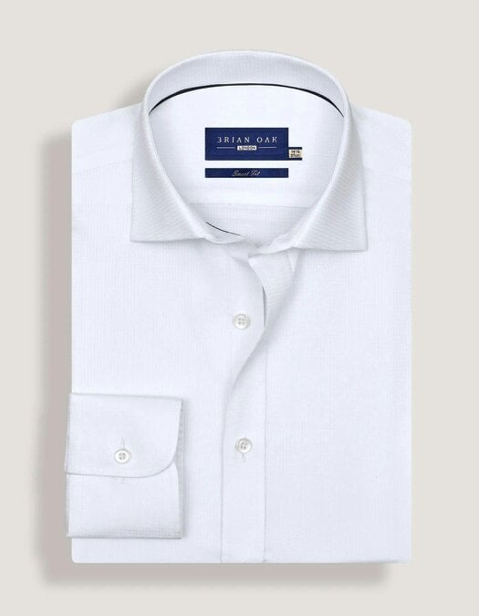Men's Easy Care Textured White Dress Shirt