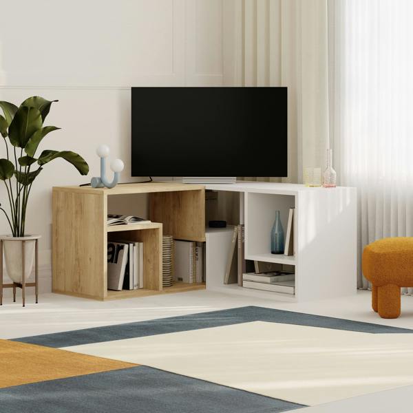 Decortie Modern Glis Corner TV Unit Versatile Design for TVs Up to 35 Inches Adjustable TV Shelf Media Centre
