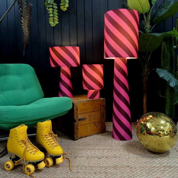 love frankie helter skelter lamps in raspberry ripple