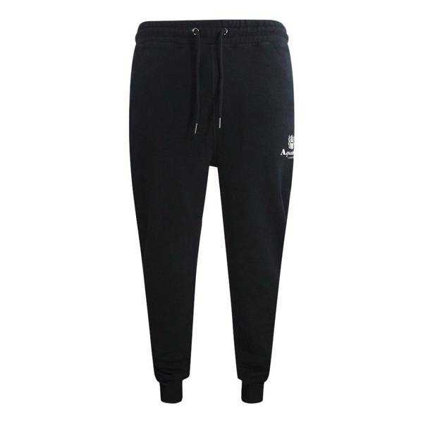 Aquascutum Mens Active Basic Ribbed Jogging Bottoms - Black - 