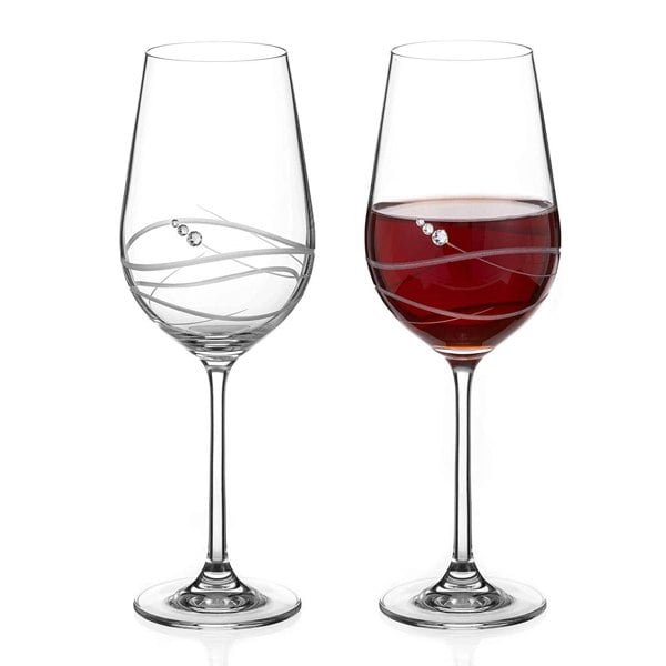 Diamante Venezia Red Wine Glasses Adorned with Swarovski® Crystals - Set of 2