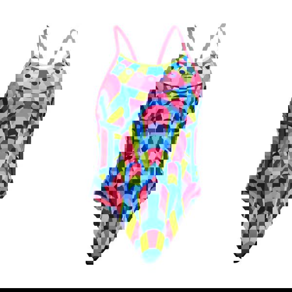 Funkita girls princess pageant diamond back swimsuit in multi vibrant geometric pattern