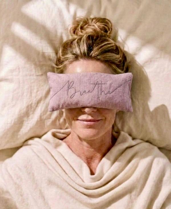 Breathe Embroidered Linen and Lavender Eye Pillow
