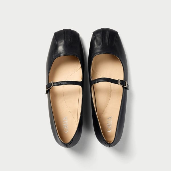 Calla Rosemary - Black Leather Ballerinas