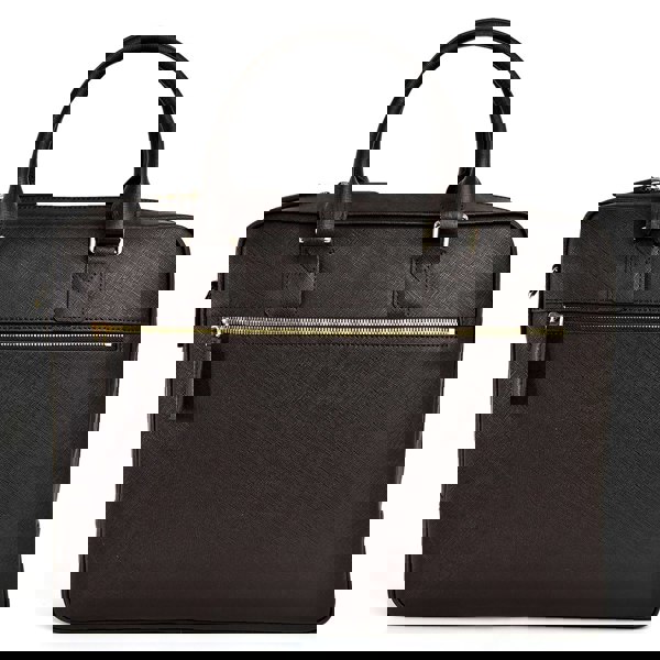 David WeJ Saffiano Leather Briefcase - Brown