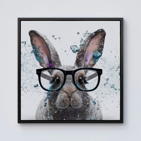 Warren Reed Rabbit Splash Art Framed Canvas