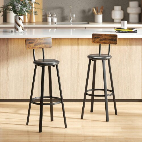 Wyld Haus Namto Set Of 2 Brown And Black Industrial Steel Frame Bar Stools