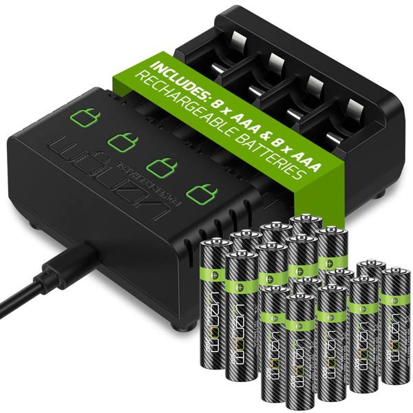 Venom Rechargeable Battery Charging Dock plus 8 x AA 2100mAh and 8 x AAA 800mAh Rechargeable Batteries