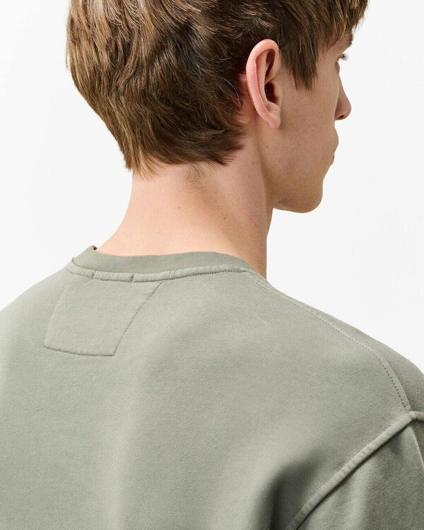 C.P. Company Lens Brushed And Emerised Diagonal Fleece Crew Neck Mens Sweatshirt - Castor Grey 950