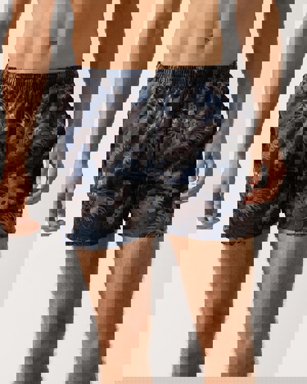 BOSS Orange Piranha Mens Tropical Print Quick-Drying Swim Shorts - Medium Brown 210