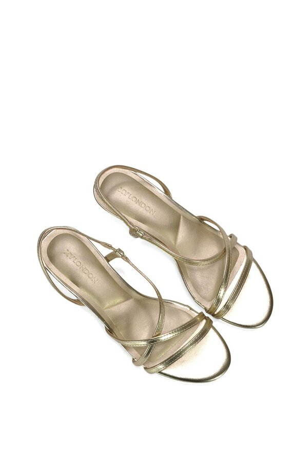XY LONDON Slip On Strappy Slingback Kitten Heeled Sandals