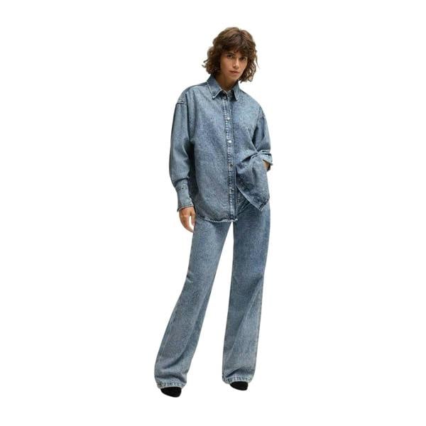 Boss Womens/Ladies Denim Relaxed Fit Long-Sleeved Shirt - Dark Blue - 