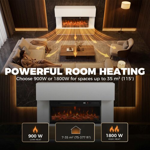 HOMCOM 117cm 3-Sided Electric Fireplace Insert, Freestanding, Wall Recessed