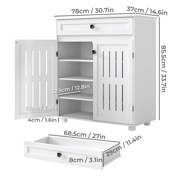 Levede Shoe Cabinet 4-Tier Door Entryway Storage Rack Organizer Cupboard White