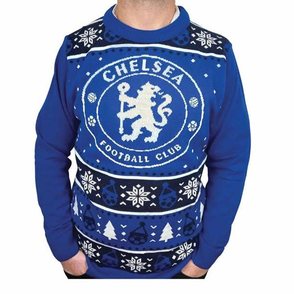 Chelsea FC Christmas Jumper Medium, Clothing, Sports, Gift