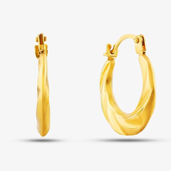 T. H. Baker 9ct Yellow Gold Graduated Twist Creole Hoop Earrings UER119Y