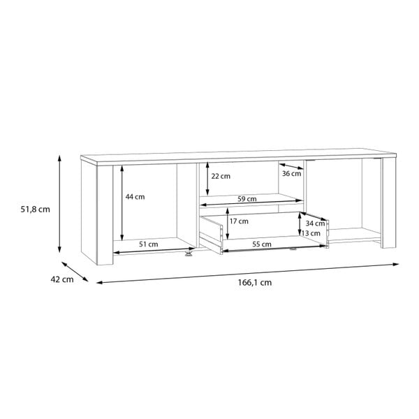 Wyld Haus Bramblecroft Grey and Natural Oak Wood TV Unit 2 Door 1 Drawer