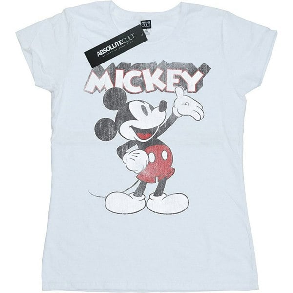 Disney Womens/Ladies Presents Mickey Mouse Cotton T-Shirt - White