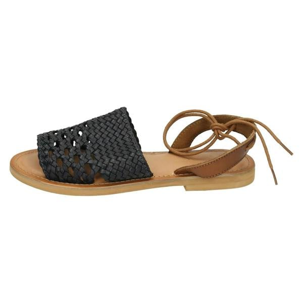 Leather Collection Ladies Leather Collection Flat Weaved Mule Sandals