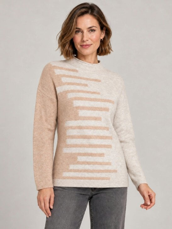 VIZ-A-VIZ Geometric Intarsia Jumper