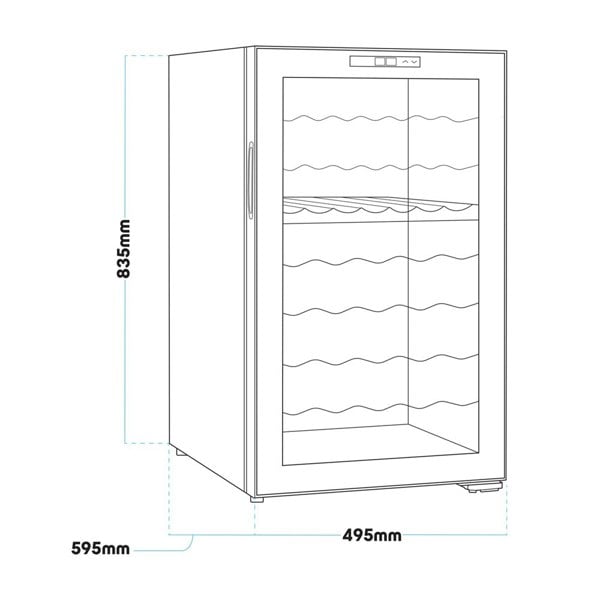 52 Bottle Dual Zone Freestanding Wine Cooler Fridge - LED Backlit BLACK & GLASS - LoopsDirect