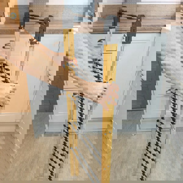 JVL Bamboo Extendable 4 Tier Clothes Ladder, Brown