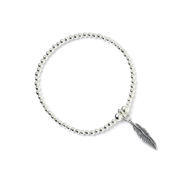Mylee London Feather on Silver Ball Bead Bracelet