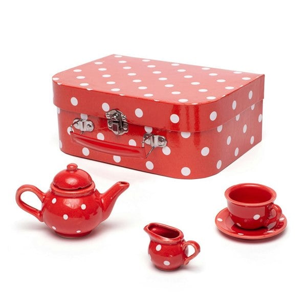 Bigjigs Toys Red Polka Dot Porcelain Tea Set