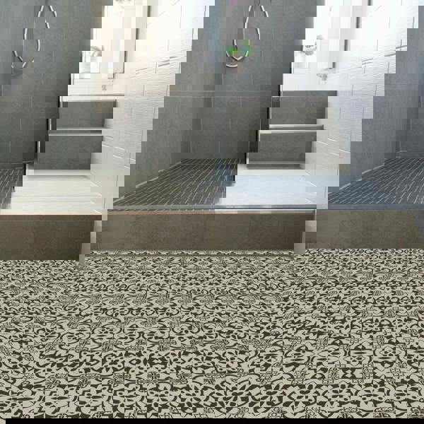 WFS6015 - Antique French Floral Tiles Floor Stickers 120cm x 60 cm