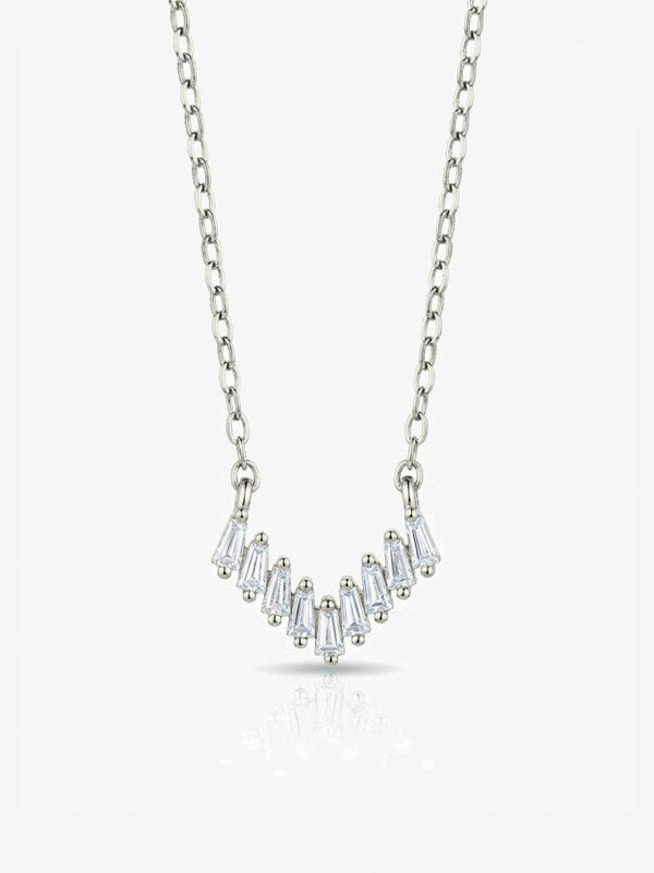 MUCHV Dainty Baguette Bar Necklace - Silver