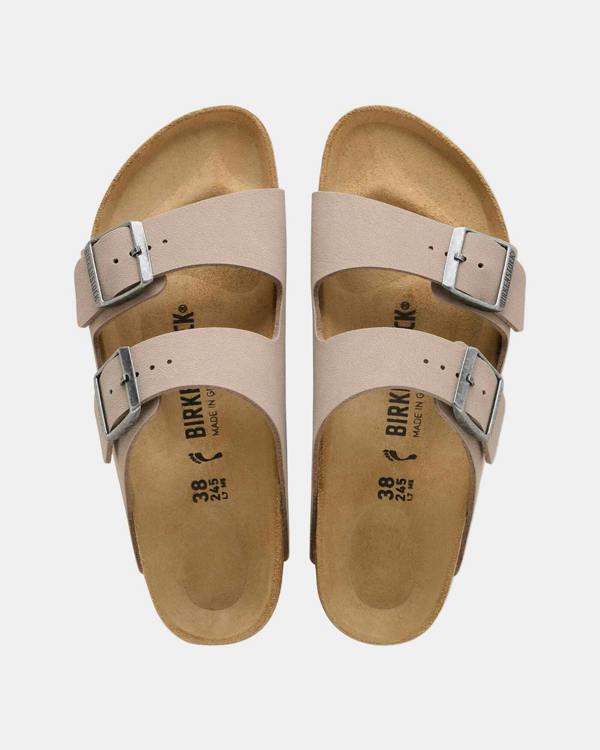 Birkenstock Arizona Birko-Flor Nubuck Womens Sandals - Grey Taupe