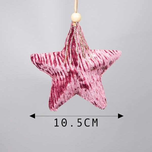 10.5cm Pink Glitter Star Christmas Tree Hanging Decorations, 3 Pack image 9