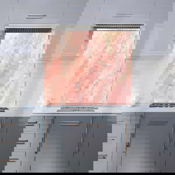 Warren Reed - Designer Salmon Pink Hearts Marble Effect Kitchen Splashback