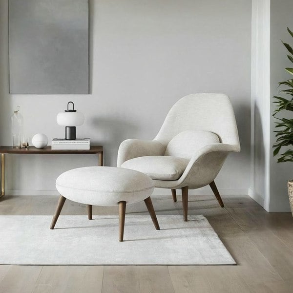 Kemble Armchair And Footstool, Velvet-Rit Concept-Rit Concept