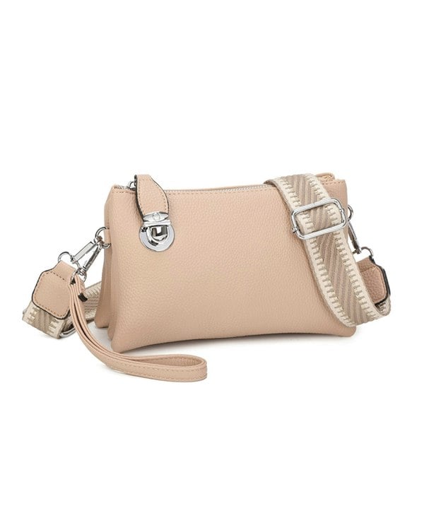 Kitise Wide Pattern Strap Crossbody Handbag Shoulder Purse