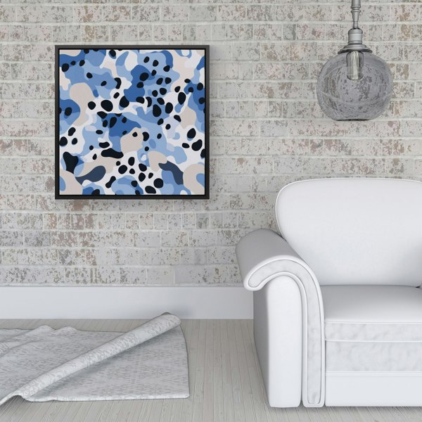 Warren Reed Blue Camouflage Pattern Framed Canvas