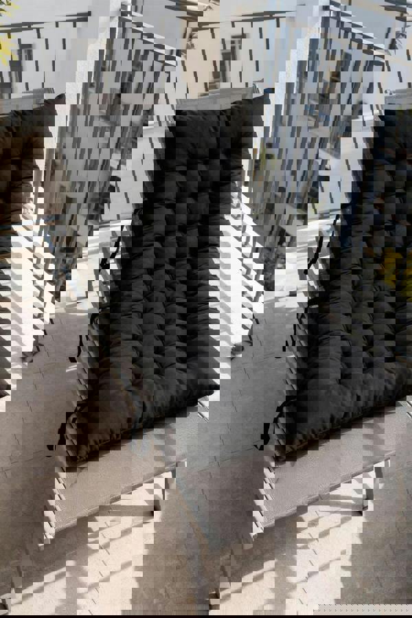 Living and Home 40x110cm Black Garden Beach Cushion Sun Lounger Cushion with Straps for Recliners, Beach & Office Chairs