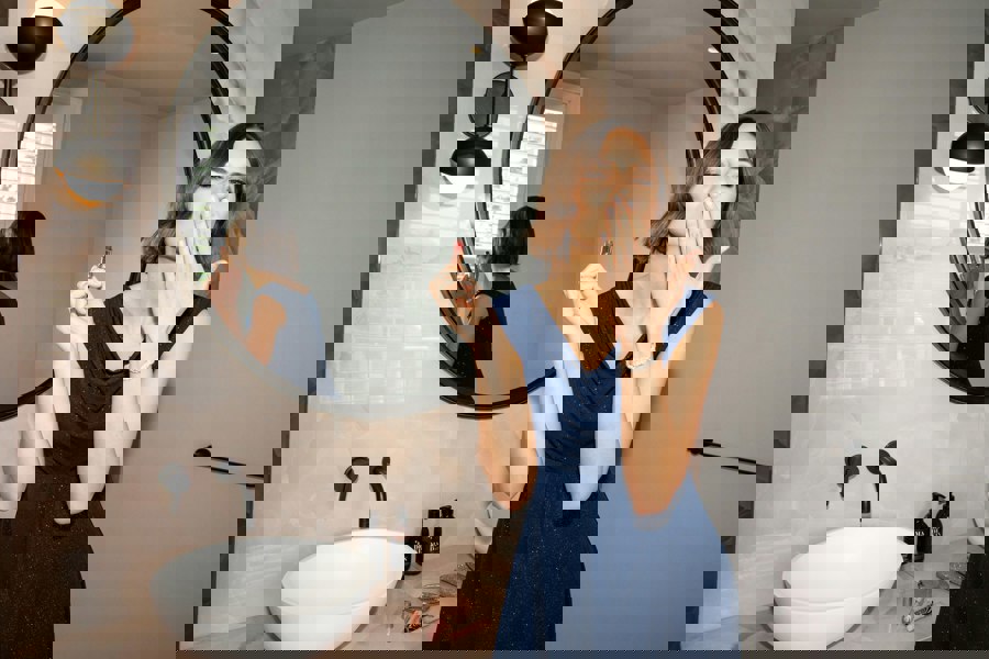 Alie Street London Darcie Cowl Neck Dress (Glitter Blue)