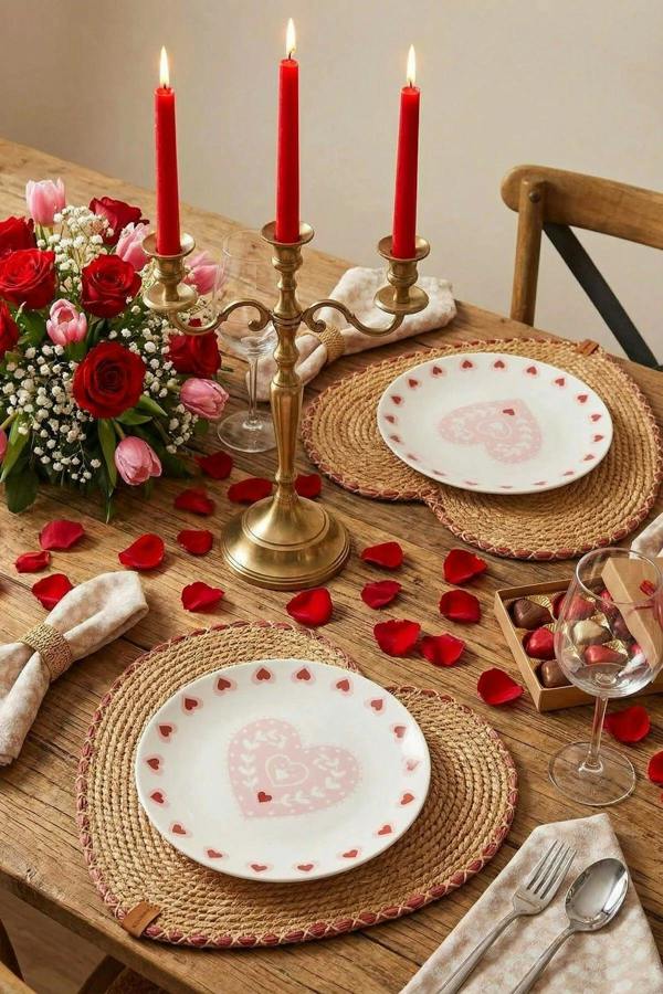 2 Piece Heart-Shaped Woven-Look Placemats 