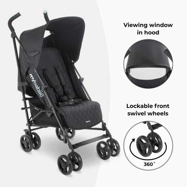 My Babiie MB01 Lightweight Stroller - Quilted Black